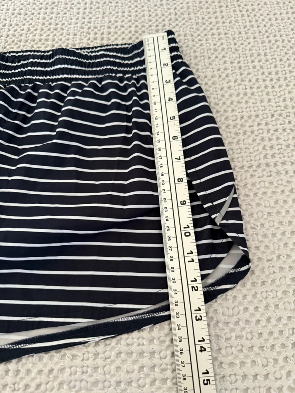 Athleta Navy and White Striped Athletic Shorts Size L